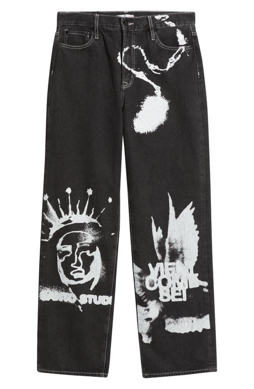 Santo Studio Medici Prato Graphic Baggy Jeans In Black