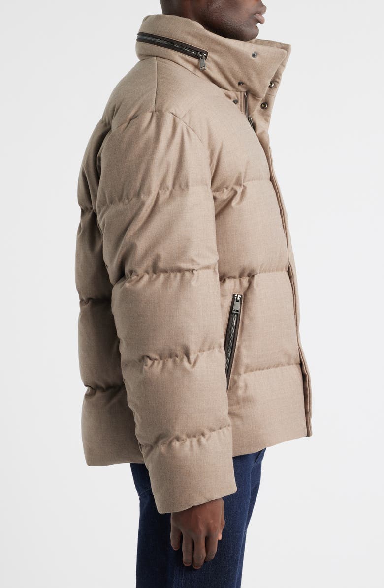 BOSS Doverso Quilted Hooded Wool Puffer Coat, Alternate, color, Open Beige