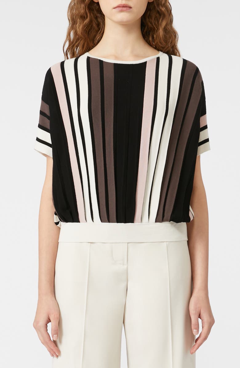 Weekend Max Mara Pegola Stripe Crop Knit Top, Main, color, Black Multi Colour