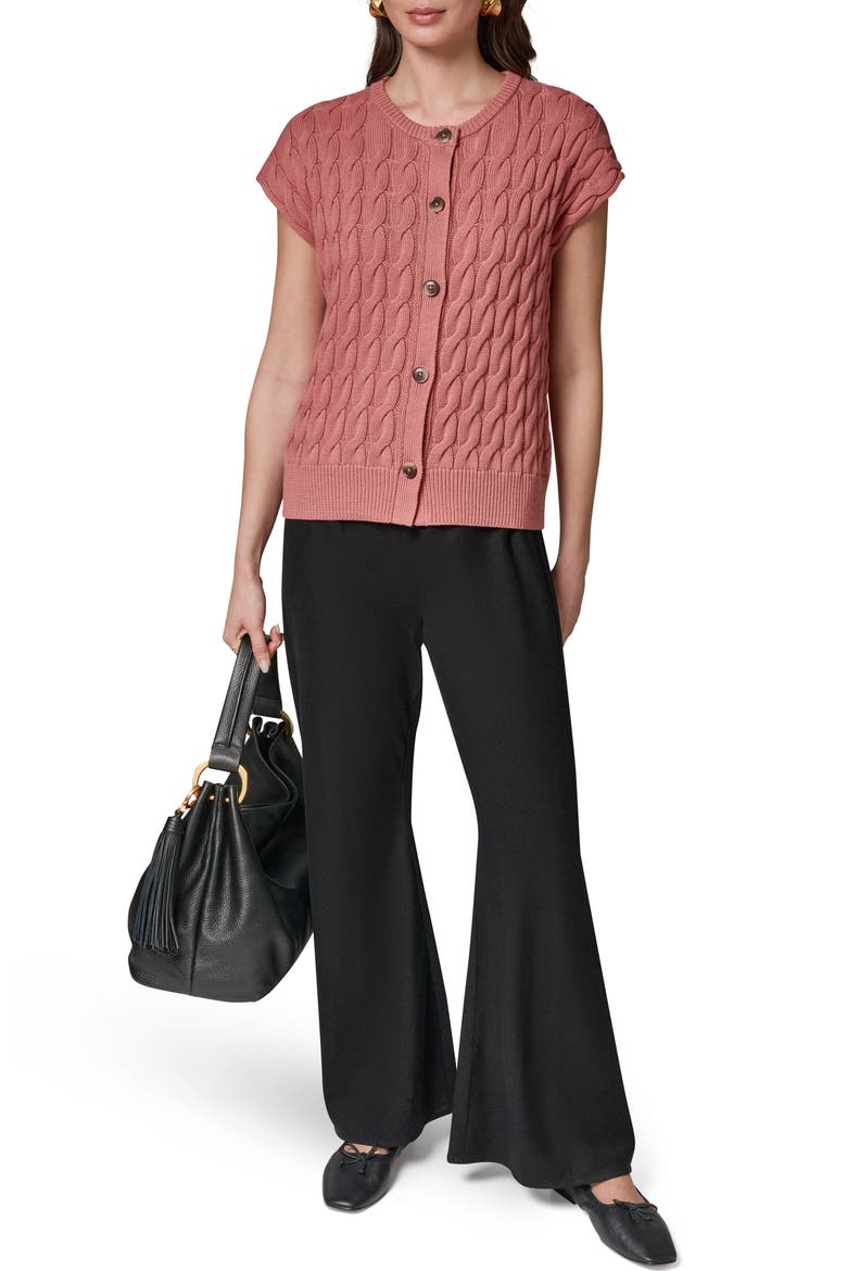 Extended Shoulder Cable Cardigan, Alternate, color, DESERT CLAY