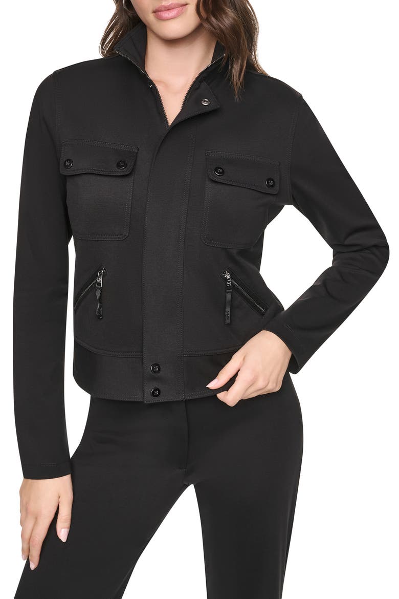 Soho Ponte Tech Jacket, Main, color, BLACK