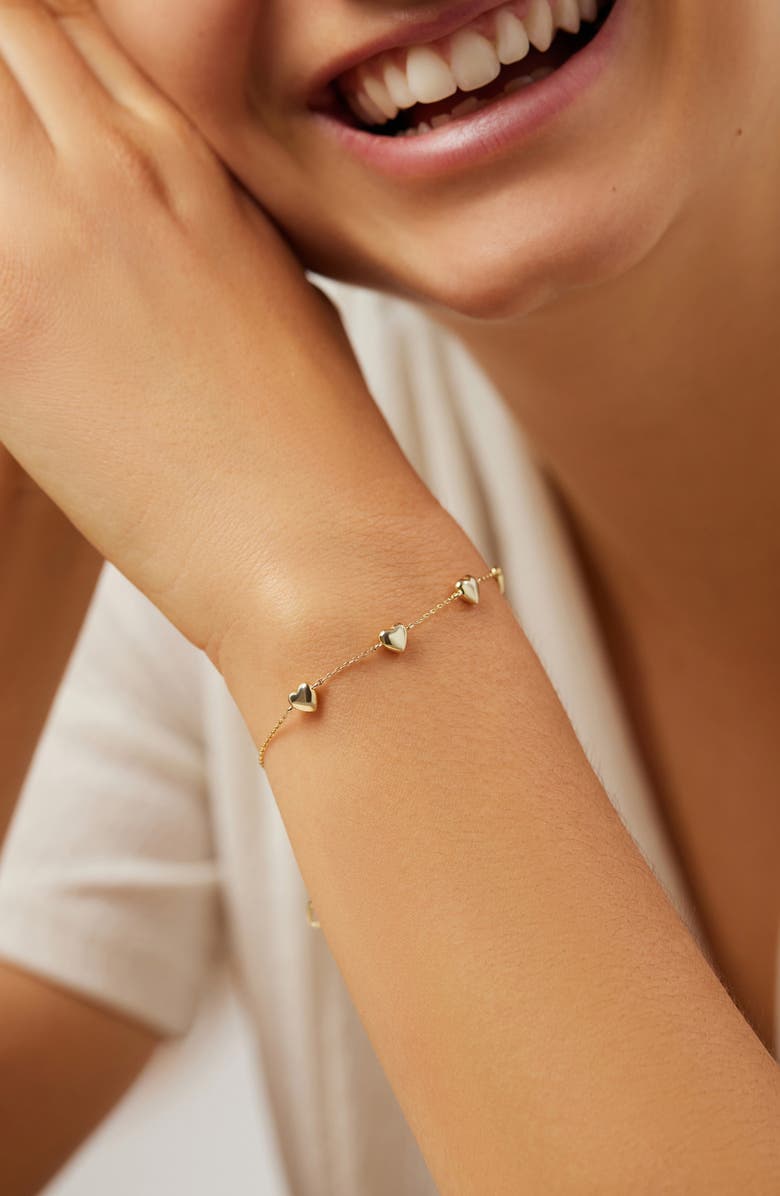 Ana Luisa Lani Puffy Heart Station Bracelet, Alternate, color, Gold