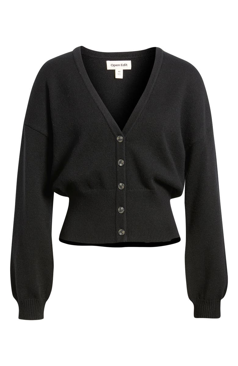 Open Edit Rib Waist Cardigan, Main, color, Black