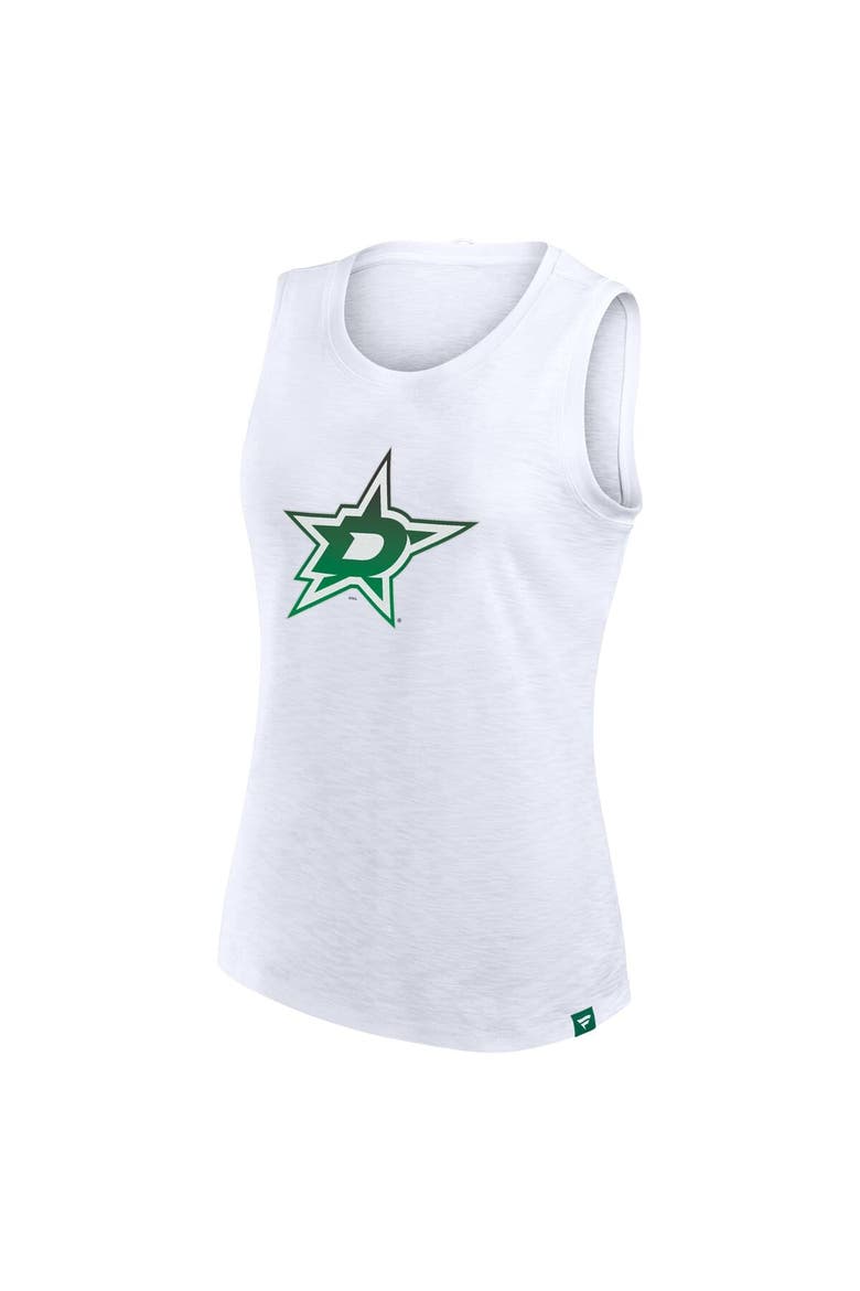 Women's Fanatics White Dallas Stars Slub Tank Top, Alternate, color, White