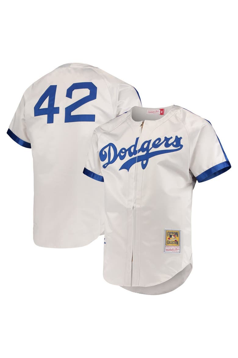 Men's Mitchell & Ness Jackie Robinson Gray Brooklyn Dodgers Cooperstown Collection Authentic Jersey, Main, color, Gray