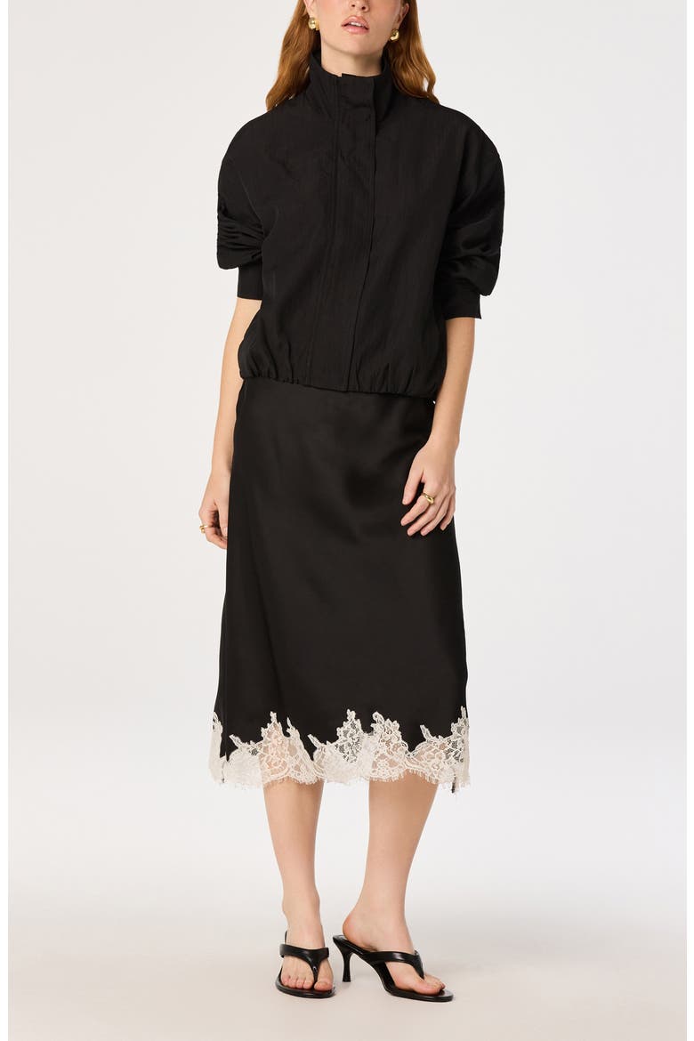 Blossom Lace Trim Midi Skirt, Alternate, color, BLACK