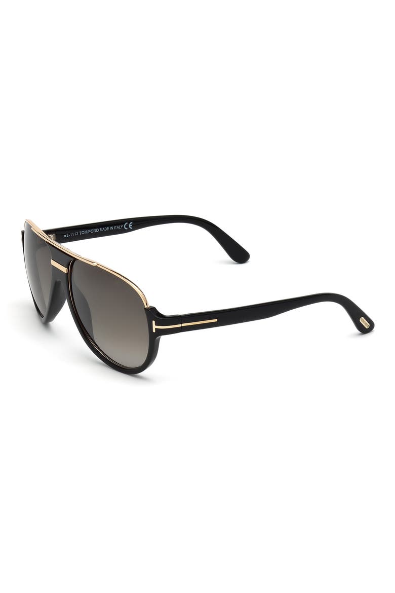 'Dimitry' 59mm Aviator Sunglasses, Alternate, color, SHINY BLACK/ SHINY ROSE GOLD