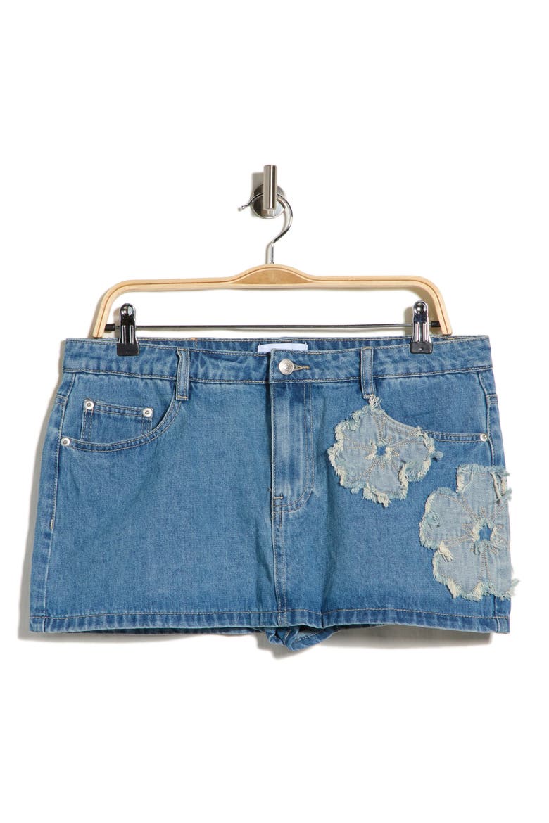 Daisee Embroidered Denim Skort, Main, color, MID BLUE