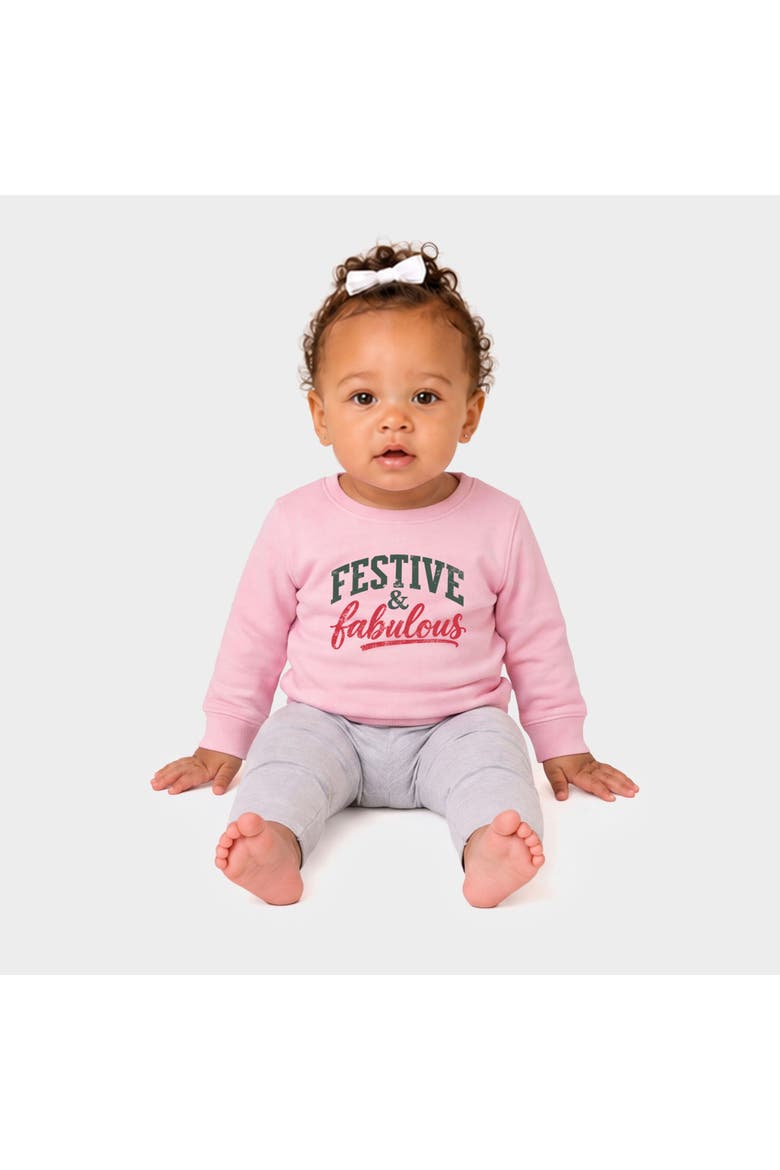 Festive & Fabulous Crew Fleece Sweatshirt Baby, Main, color, Pink