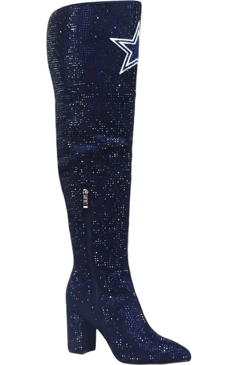 CUCE Women's Cuce Navy Dallas Cowboys Team Color Crystal Over-The-Knee Boots, Alternate, color, Navy