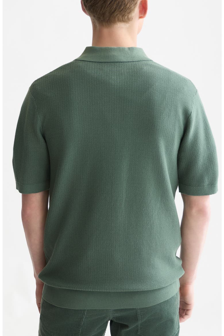 Regular Fit Structured Knit Cotton Polo, Alternate, color, DARK FOREST