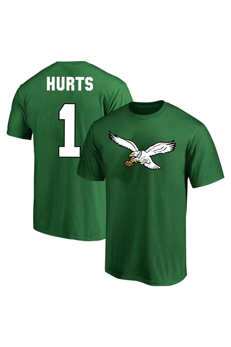 Men's Fanatics Branded Jalen Hurts Kelly Green Philadelphia Eagles Big & Tall Throwback Player Name & Number T-Shirt, Main, color, Kelly Green