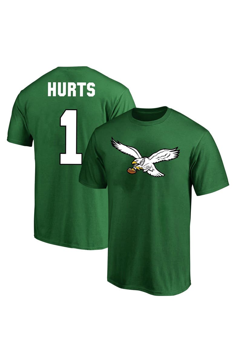FANATICS Men's Fanatics Branded Jalen Hurts Kelly Green Philadelphia Eagles Big & Tall Throwback Player Name & Number T-Shirt, Main, color, 