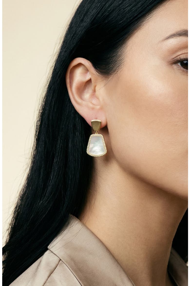 Mother-of-Pearl Drop Earrings, Alternate, color, GOLD