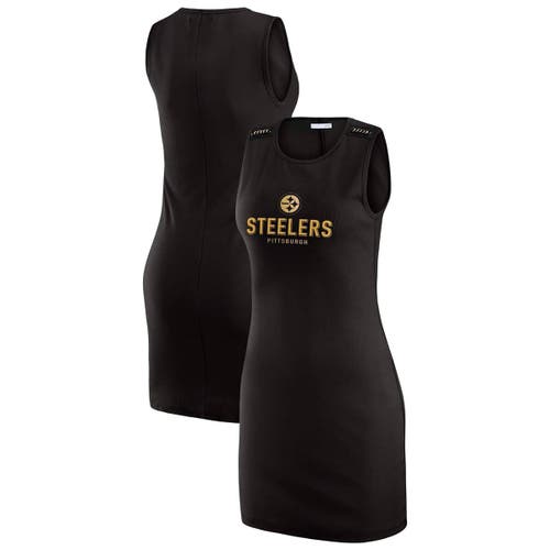 Wear By Erin Andrews X Gracie Hunt Black Pittsburgh Steelers Ribbed Tank Dress In Black