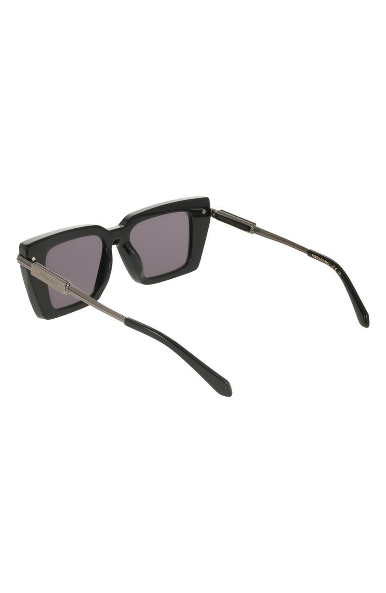 FERRAGAMO 52mm Rectangular Sunglasses, Alternate, color, Black