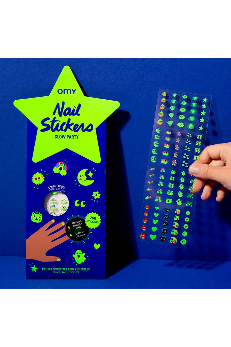 Nail stickers glow in the dark, Alternate, color, Blue