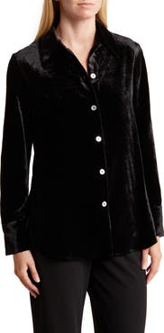 Vince Shaped Collar Velvet Button-Up Shirt