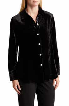 Vince Shaped Collar Velvet Button-Up Shirt