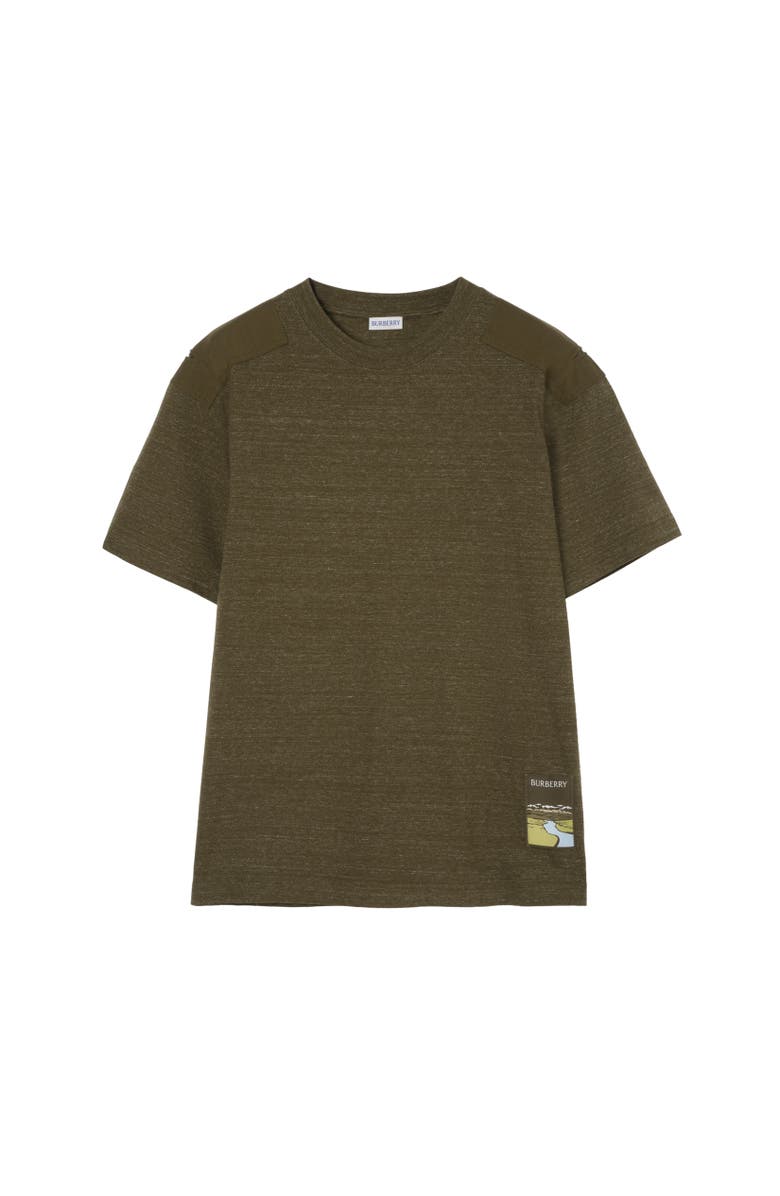 Burberry Landscape Label Cotton T-shirt, Alternate, color, Thorn Green Melange