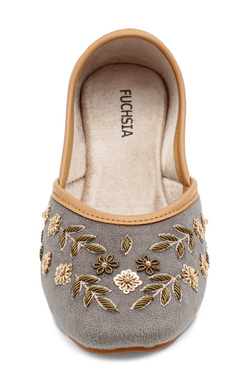 Fuchsia Paris Embroidered Jutti Flat In Gray