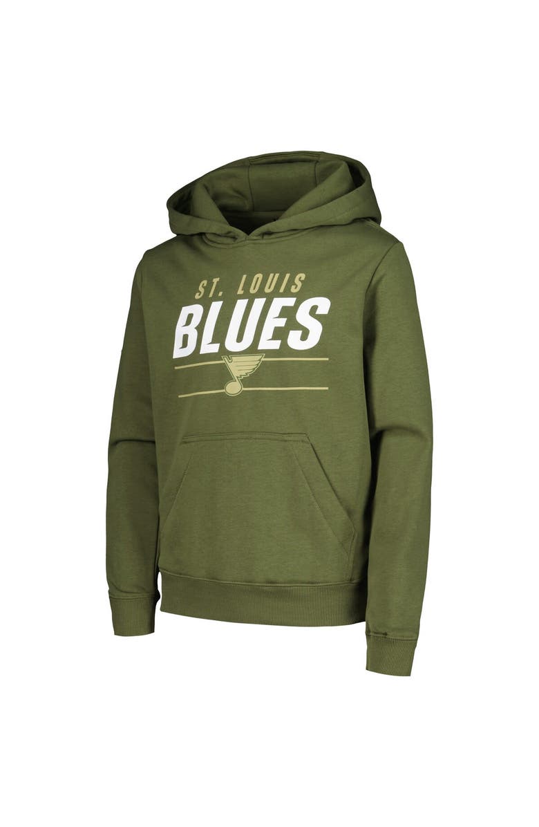 LEVELWEAR Youth Levelwear Olive St. Louis Blues Podium Fleece Pullover Hoodie, Alternate, color, Olive