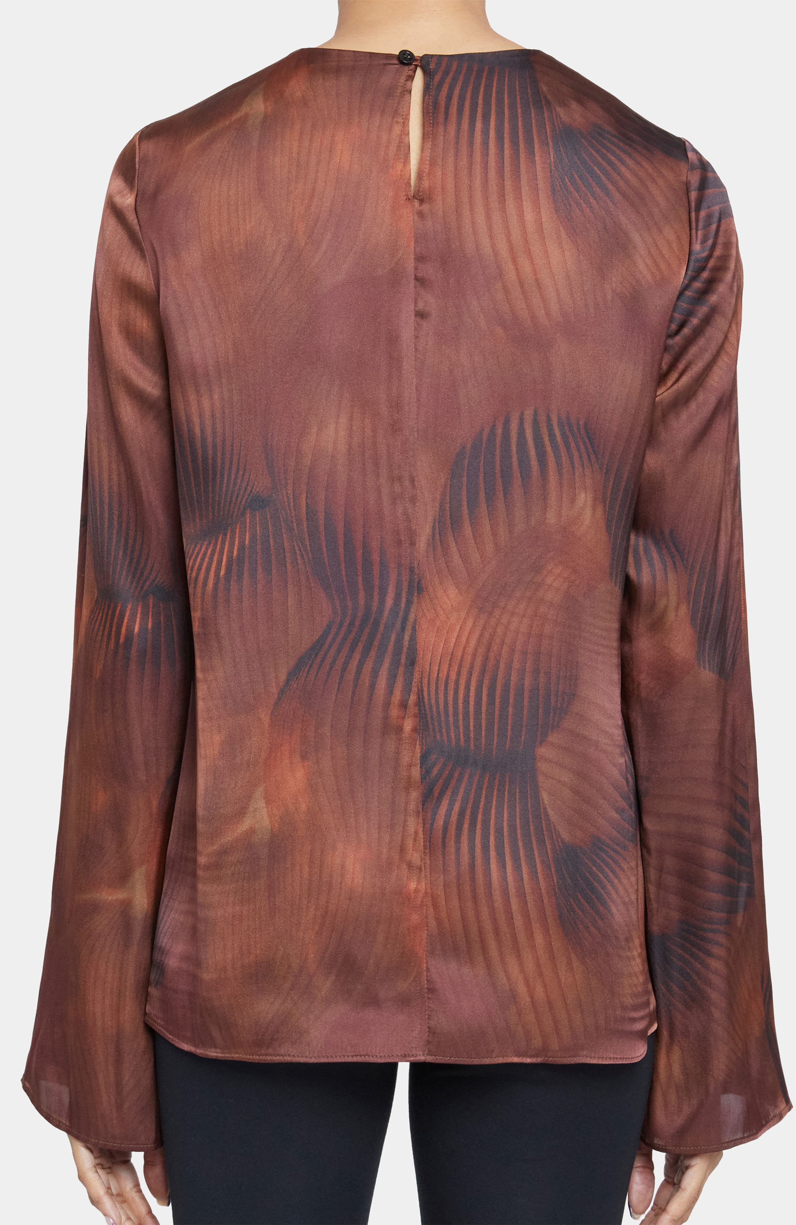 Noa Long Sleeve Keyhole Silk Blouse in Abstract Printed Silk Blend - image 2