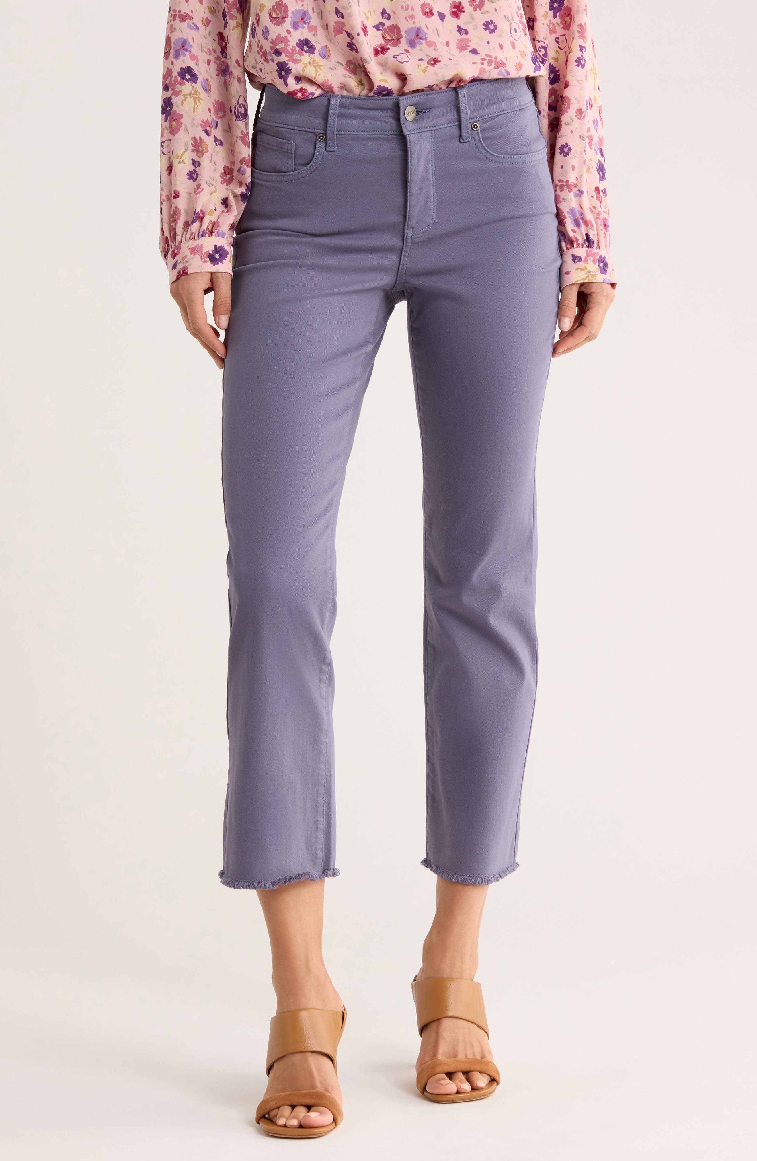 NYDJ Marilyn Frayed Ankle Straight Leg Jeans