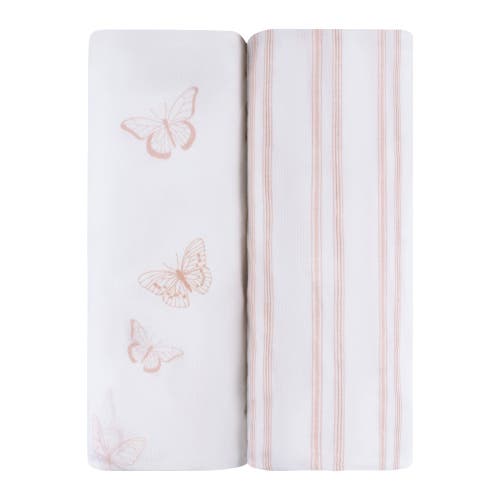 Crib Sheet Set Baby Fitted 2 Pack In Butterfly & Stripe