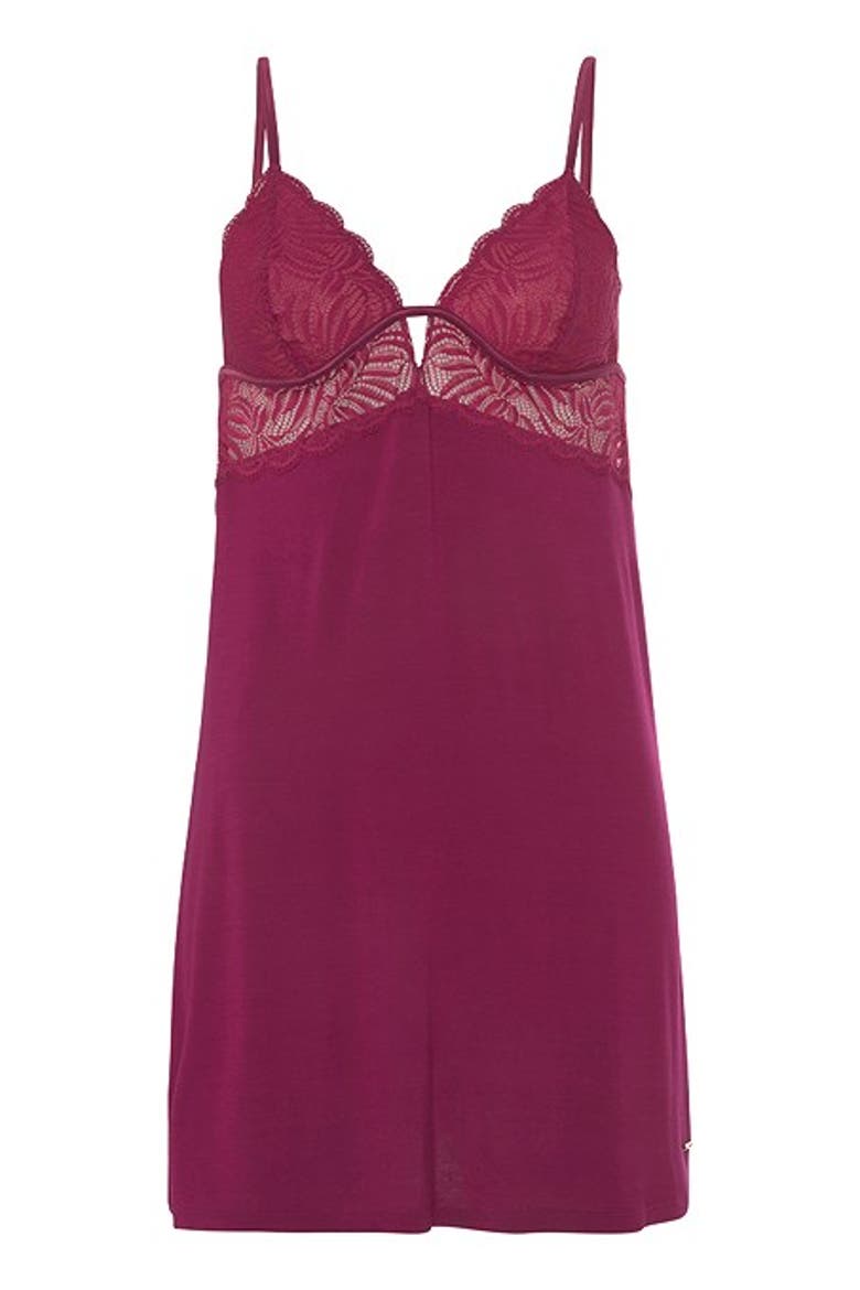 Women's Back Cutout Lace Negligee, Alternate, color, Bordeaux