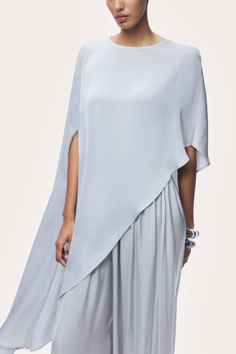 Draped Cape Blouse, Alternate, color, Grey