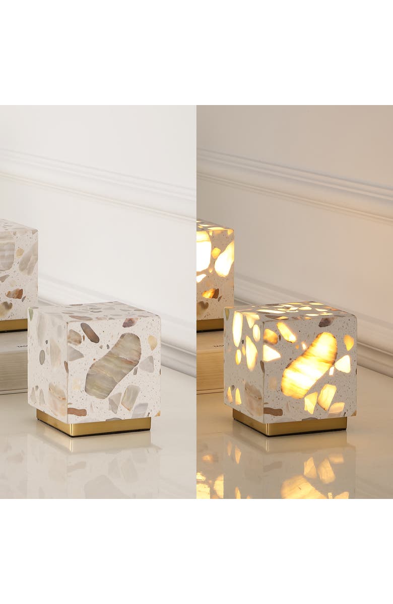 JONATHAN Y Lara Modern Glam Terrazzo Rechargeable/Cordless Dimmable Integrated LED Mini Table Lamp with Touch Sensor, Alternate, color, Multi-Color