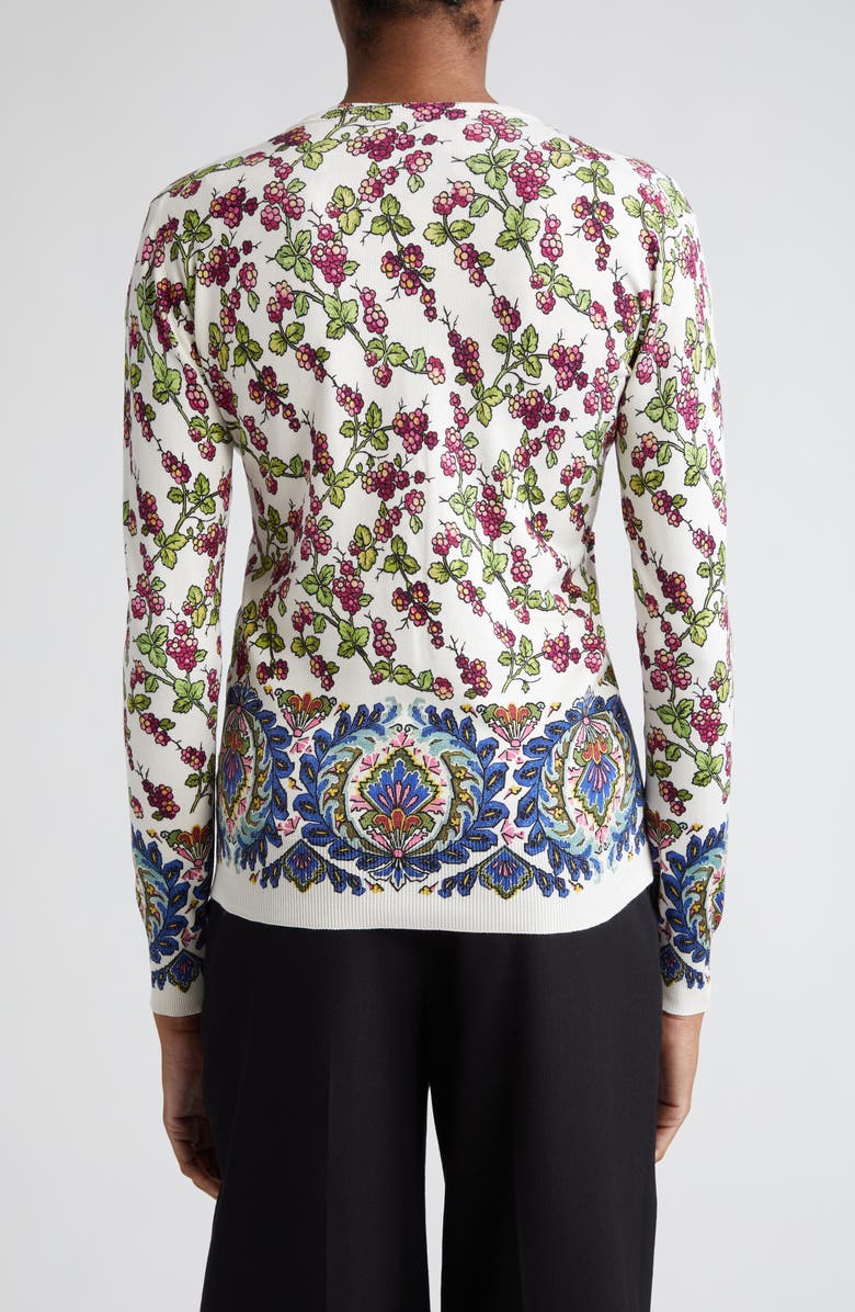 Etro Berry Print Silk Blend Cardigan & Short Sleeve Sweater Twinset, Alternate, color,