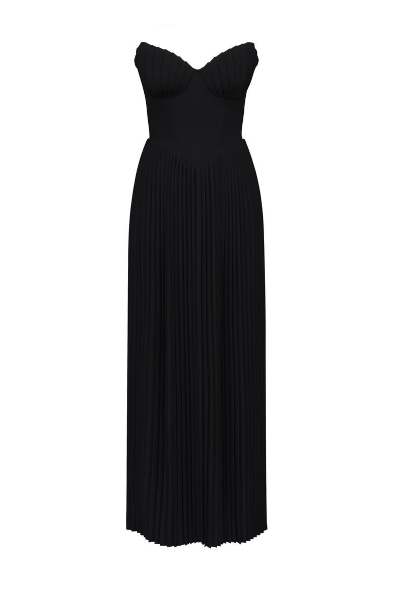 Marcella Pleated Georgette Dress, Alternate, color, BLACK