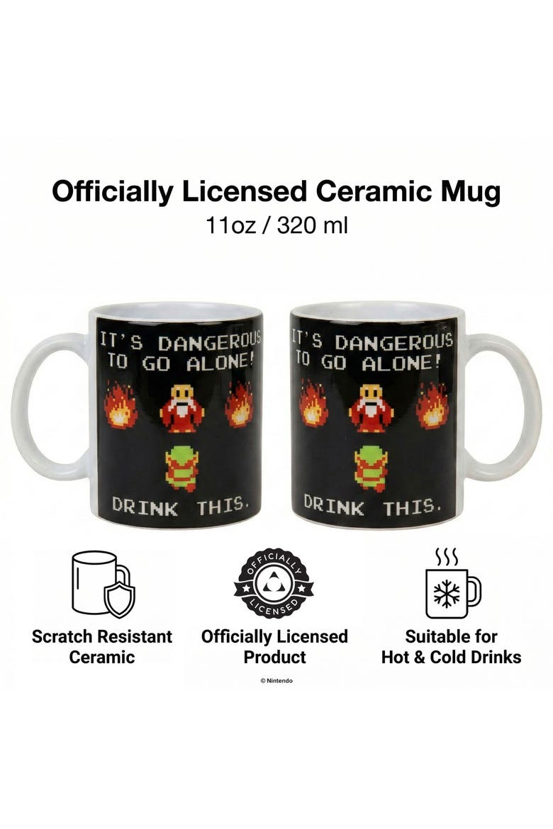 11 oz The Legend of Zelda Drink This Ceramic Mug, Alternate, color, Black