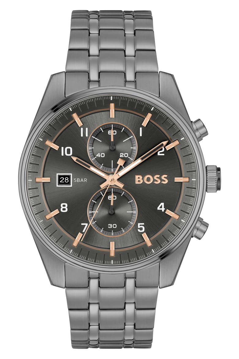 Skytraveller Chronograph Bracelet Watch, 41mm, Main, color, GRAY