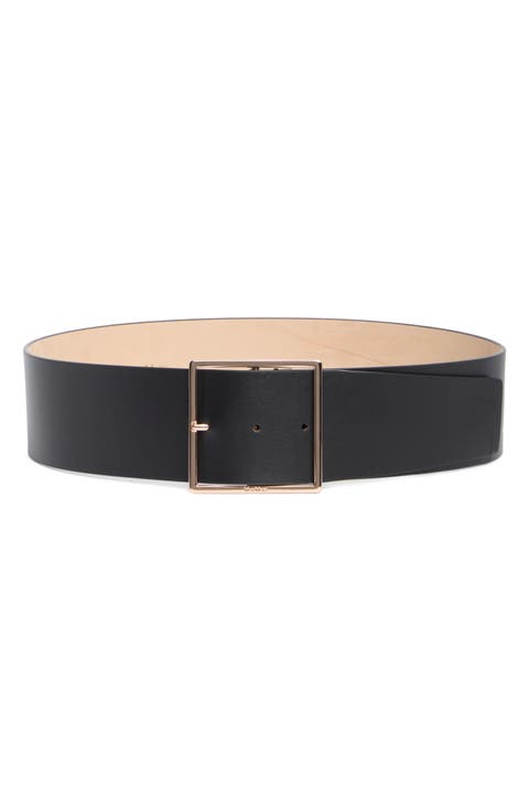 Square Buckle Leather Belt