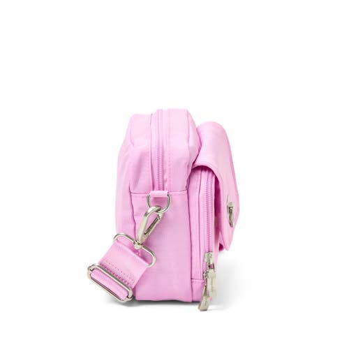 Shop Baggallini Coastal Flip Lock Camera Bag Crossbody In Hibiscus Pink