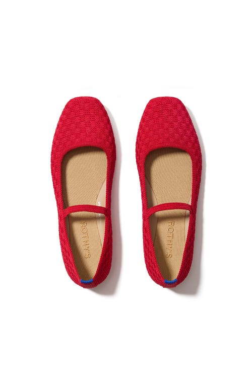 Rothys Rothy's The Max Square Mary Jane In Red Crisp Basketweave