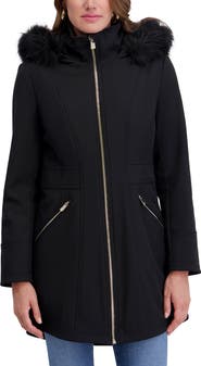 Kensie Shelled Faux Fur Trim Hooded Parka