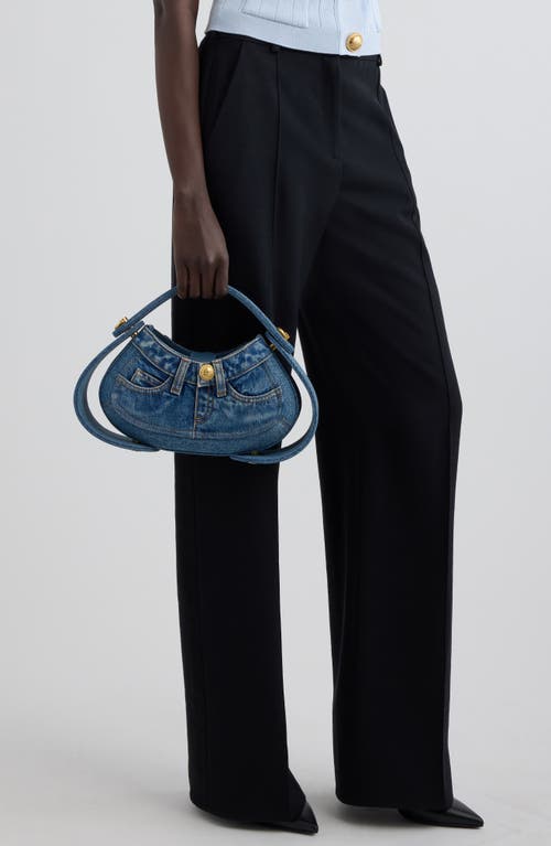Balmain Jolie Madam Medium Top-handle Bag In Denim In 6ff Denim