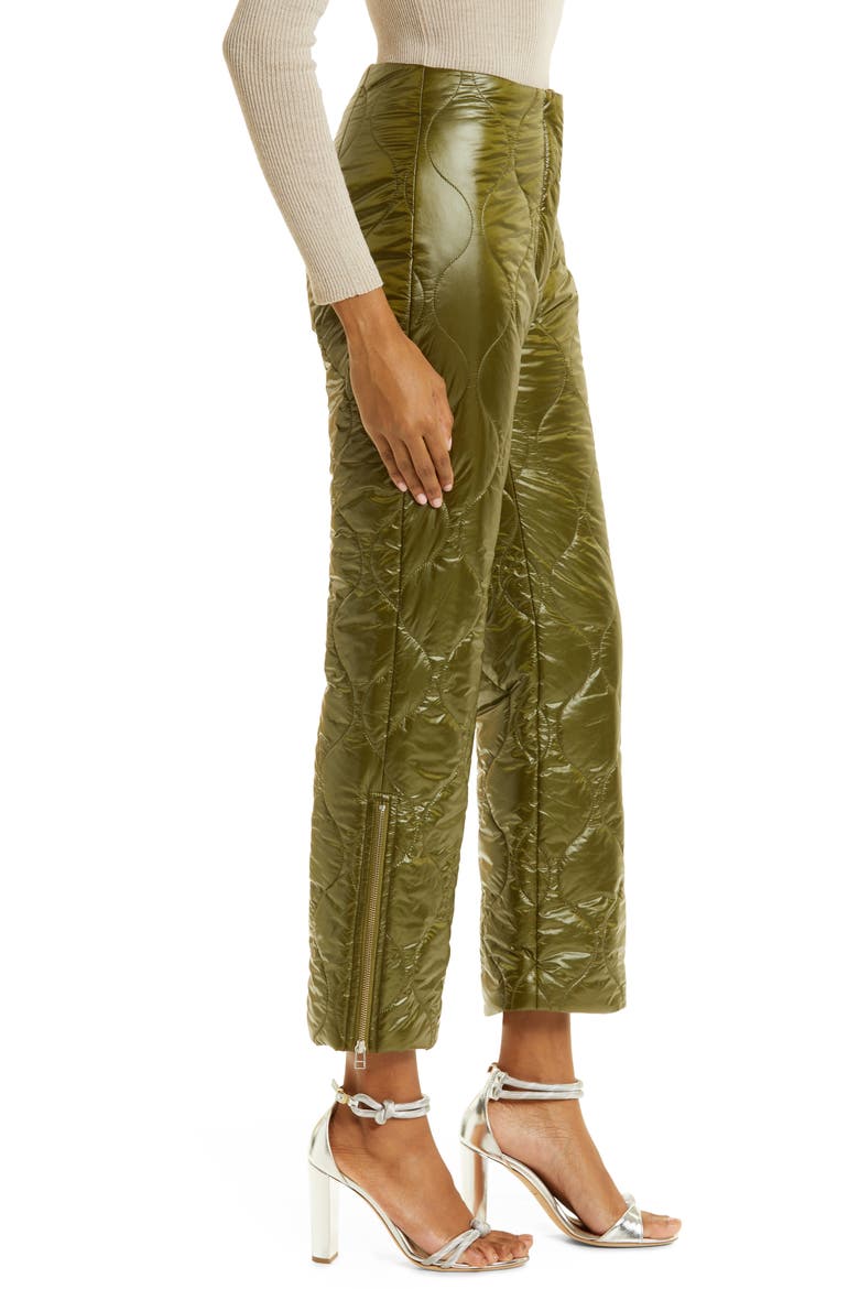Natara Quilted Zip Hem Crop Pants, Alternate, color, SPHAGNUM