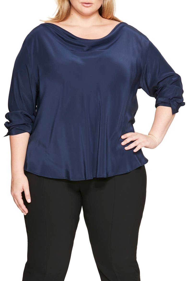 Silk Top, Main, color, NAVY