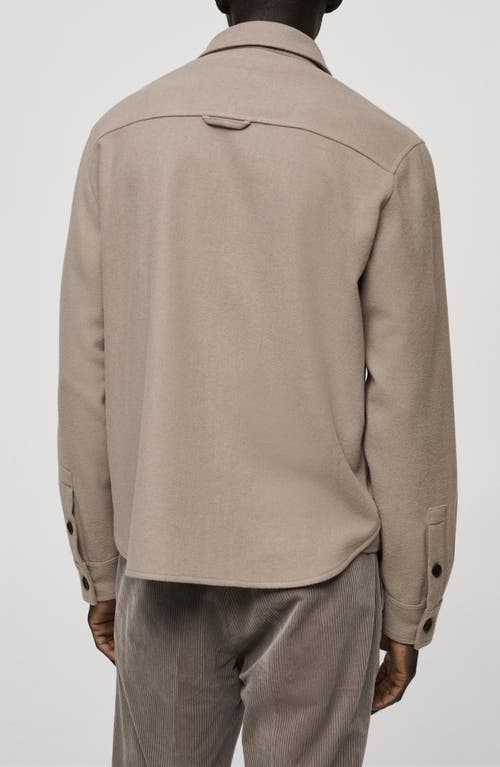 Mango Wool Blend Flannel Overshirt In Grey