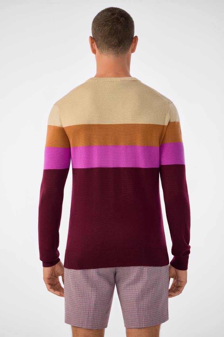 Romero Crewneck Sweater 100% Merino Wool Elderberry Slim Fit, Alternate, color, Elderberry Multi