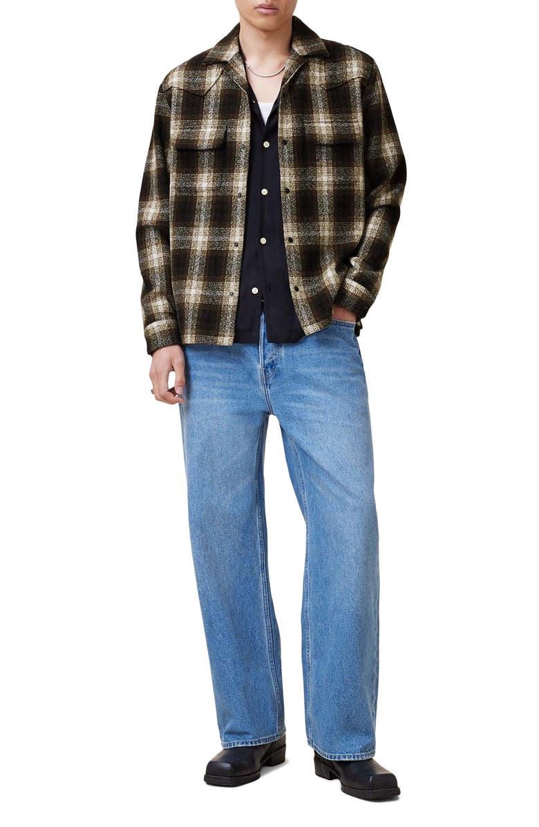 AllSaints Alvar Plaid Relaxed Button-Up Shirt, Alternate, color, Brown