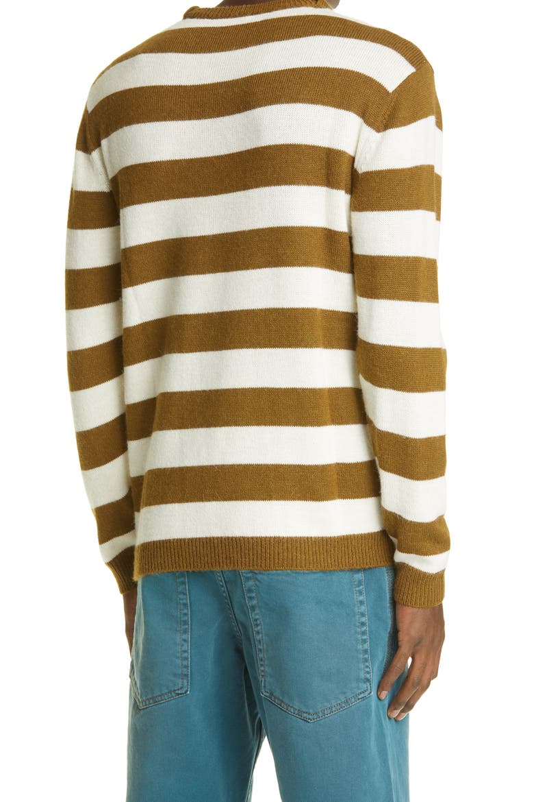 Stripe Anagram Logo Embroidered Sweater, Alternate, color, WHITE/KHAKI GREEN