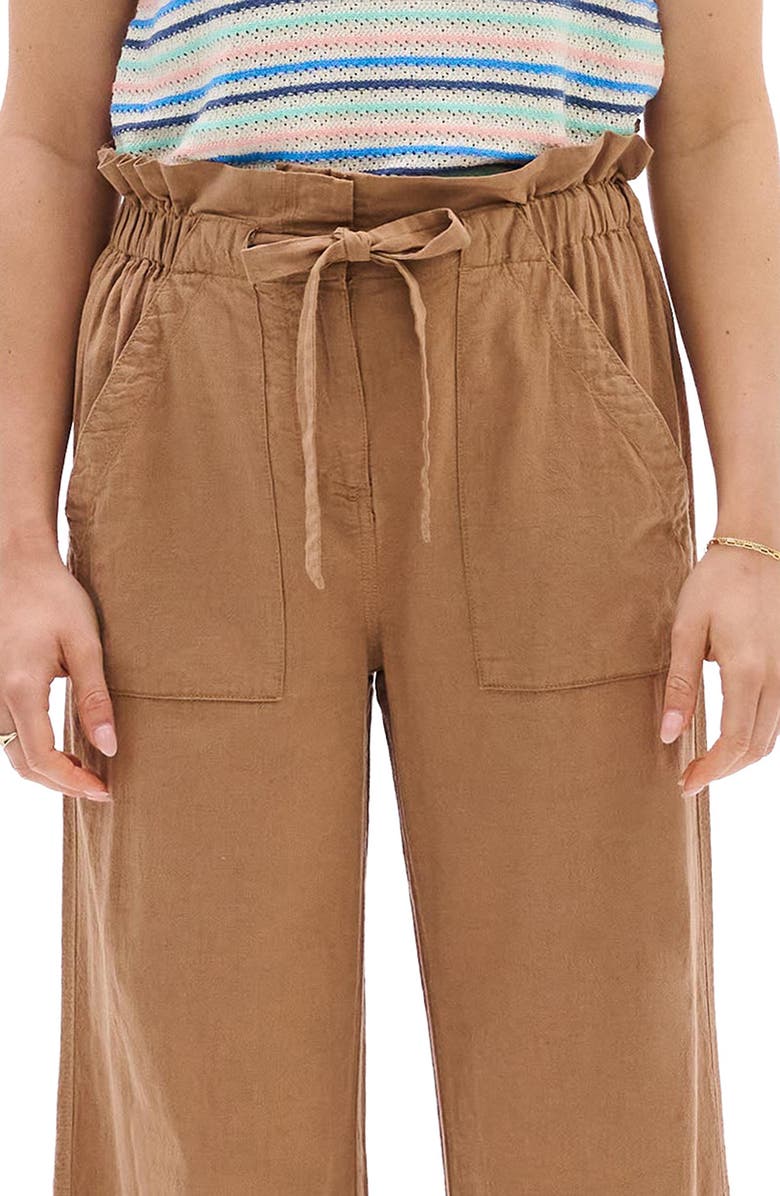 Hatley Tigers Eye Drawstring Linen Blend Wide Leg Pants, Alternate, color, Brown