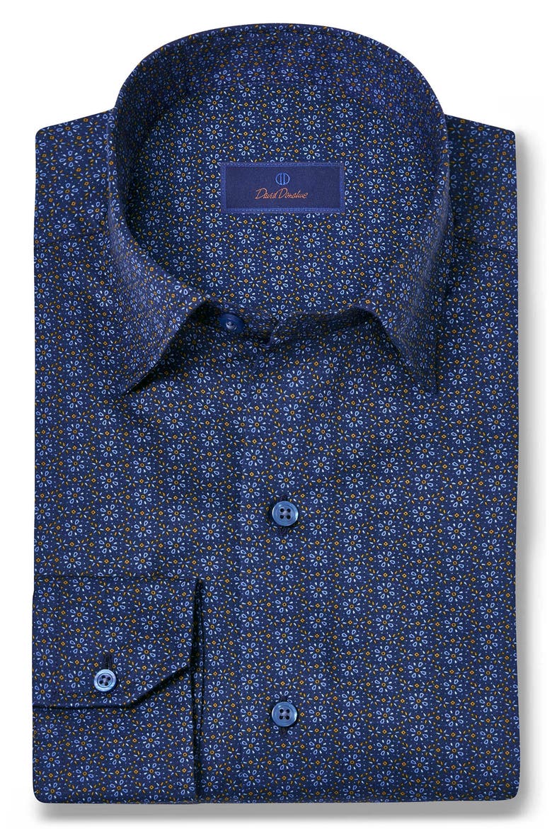 Geometric Print Sport Shirt, Main, color, NAVY