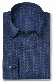 David Donahue Geometric Print Sport Shirt